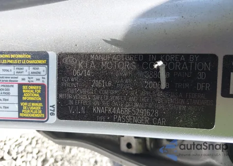 2015 Kia Forte Lx из США, поврежденный, VIN KNAFK4A68F5291628